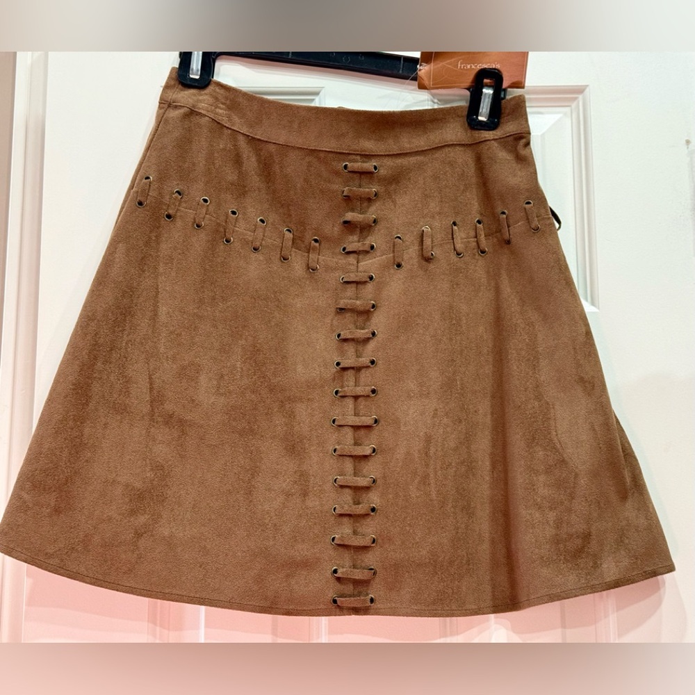 Francesca‘s Blue Rain Faux Suede Skirt with Top Stitch Detail - Size Small